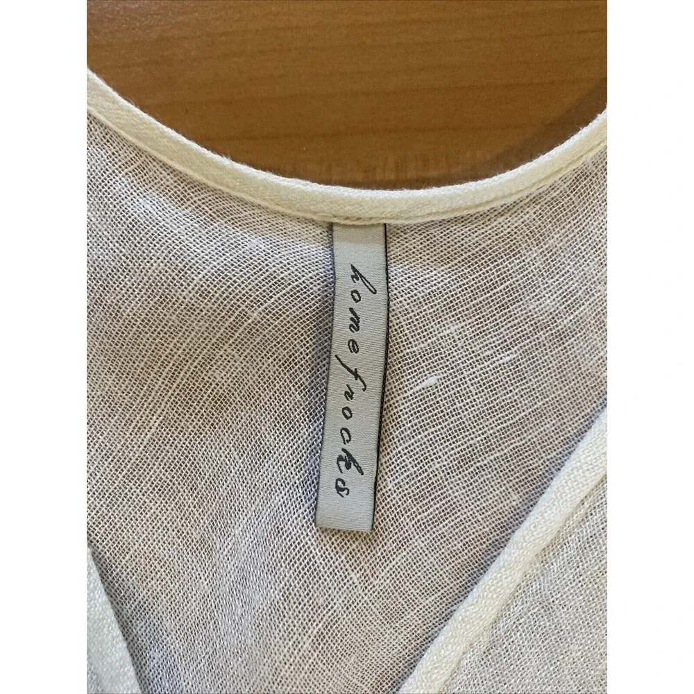 Home Frocks Linen Size M‎ Lagenlook Ivory Wrap Guaze Dress